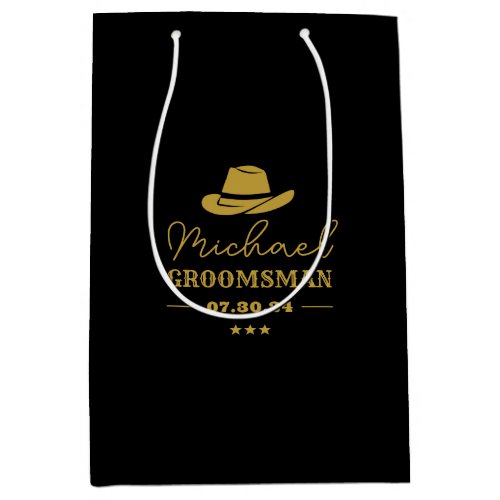 Western Cowboy Hat Classic Personalized Groomsmen Medium Gift Bag