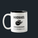 Western Cowboy Hat Classic Personalized Groomsmen Two-Tone Coffee Mug<br><div class="desc">Personalized gifts for groomsmen with western cowboy theme. Decorated with cowboy hat with vintage western font. Text and color are editable using the Design Tool to fit your occasion. Get this customize gift for wedding,  bachelor party,  engagement party or any other special occasions.</div>