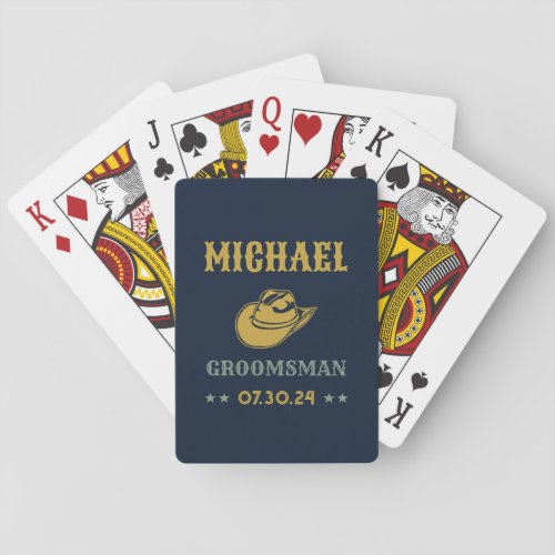 Western Cowboy Hat Elegant Personalized Groomsmen Poker Cards