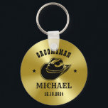 Western Cowboy Hat Groomsmen Personalized Name Keychain<br><div class="desc">Personalized gifts for groomsmen and best man with western cowboy theme. Decorated with cowboy hat with vintage western font. Text and color are editable using the Design Tool to fit your occasion. Get this customize gift for wedding,  bachelor party,  engagement party or any other special occasions.</div>