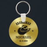 Western Cowboy Hat Groomsmen Personalized Name Keychain<br><div class="desc">Personalized gifts for groomsmen and best man with western cowboy theme. Decorated with cowboy hat with vintage western font. Text and color are editable using the Design Tool to fit your occasion. Get this customize gift for wedding,  bachelor party,  engagement party or any other special occasions.</div>