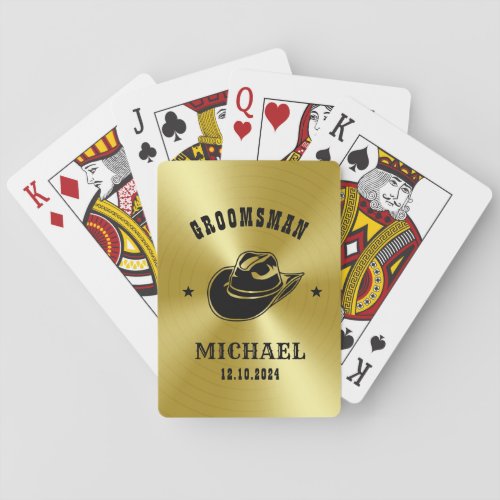 Western Cowboy Hat Groomsmen Personalized Name Poker Cards