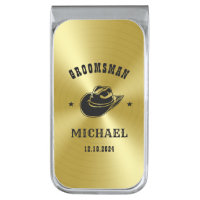 Western Cowboy Hat Groomsmen Personalized Name Silver Finish Money Clip