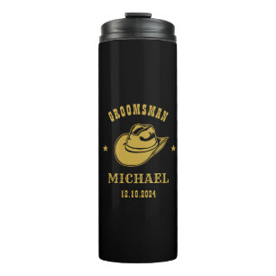 Western Cowboy Hat Groomsmen Personalized Name Thermal Tumbler