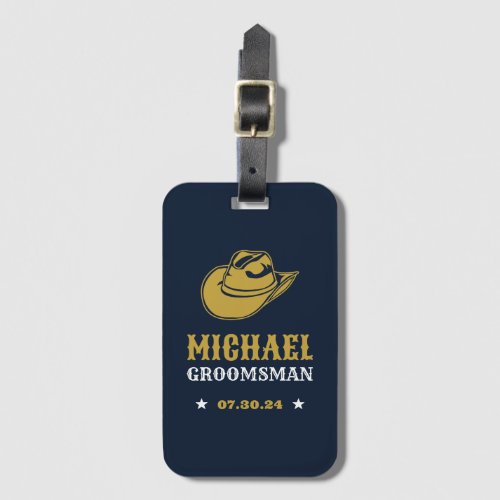 Western Cowboy Hat Personalized Best Man Groomsmen Luggage Tag