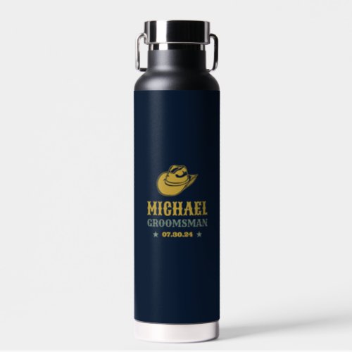 Western Cowboy Hat Personalized Elegant Groomsmen Water Bottle