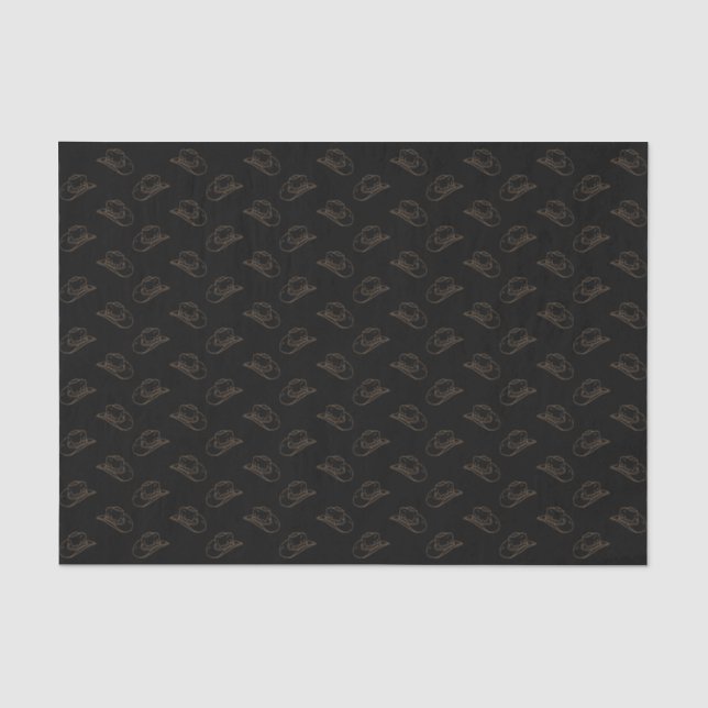 Western Cowboy Hat Rodeo Black Tissue Paper (Front)