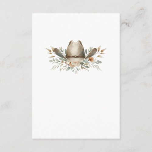 Western cowboy hat wedding details card