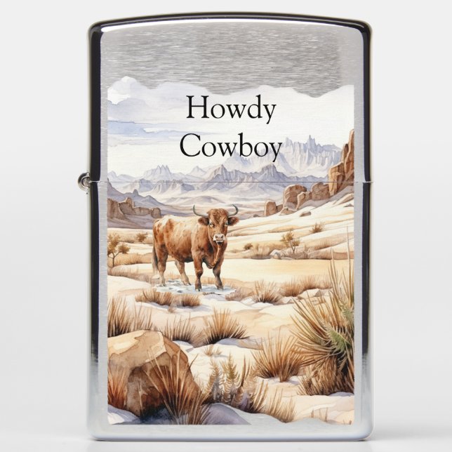 Western Cowboy Highland Cow   Zippo Lighter (Front)