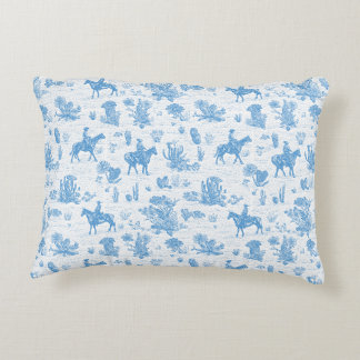 Western Cowboy Horse Cactus Desert Toile Accent Pillow