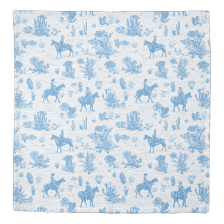 Western Cowboy Horse Cactus Desert Toile Duvet Cover
