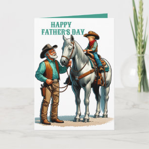 Western Cowboy Horse Child Happy Father's Day 4 Card
