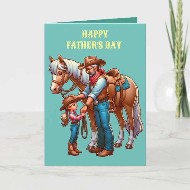 Western Cowboy Horse Child Happy Father's Day 5 Card (Front)