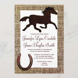 Western Cowboy Horse Horseshoe Wedding Invitations