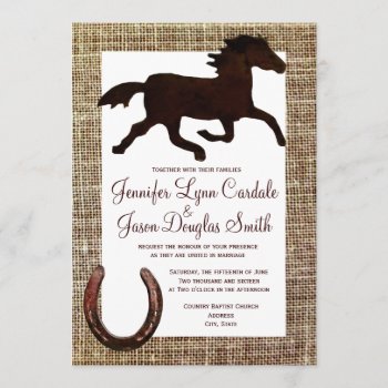 Western Cowboy Horse Horseshoe Wedding Invitations by RusticCountryWedding at Zazzle