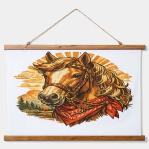Western Cowboy Horse Red Bandana Hanging Wall Tap Tapestry