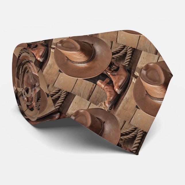 Western Cowboy Horse Riding Boots Hats Neck Tie (Rolled)