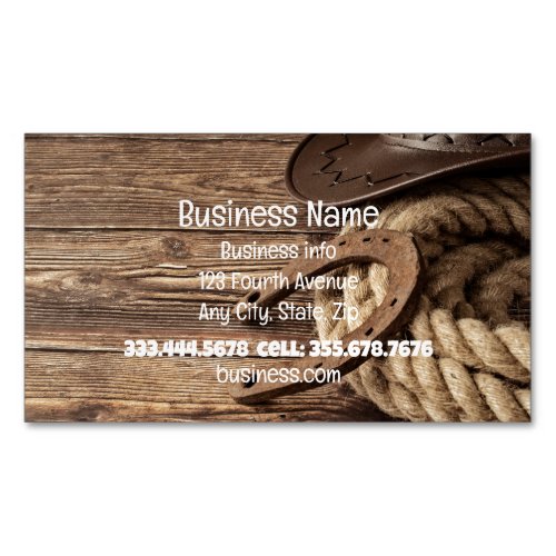 Western Cowboy Horses Shop Store Business Card Magnet