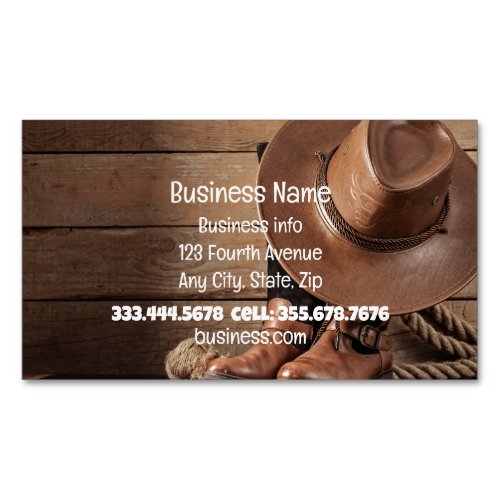 Western Cowboy Horses Shop Store Business Card Magnet