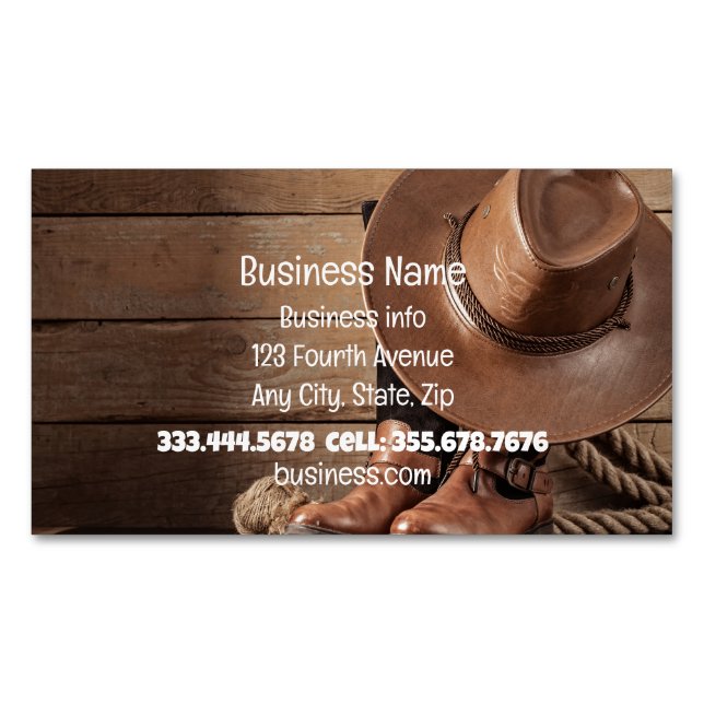 Western Cowboy Horses Shop Store Business Card Magnet (Front)