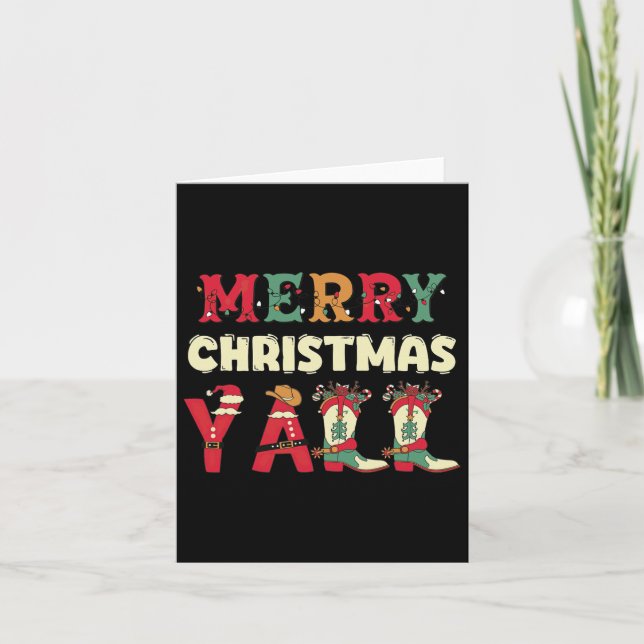 Western Cowboy Howdy Merry Christmas Yall Cowgirl  Card (Front)