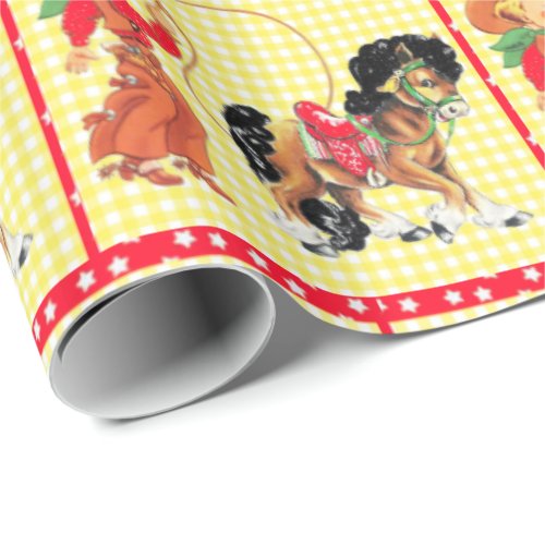 Western Cowboy Kid With Horse And Rope Wrapping Paper