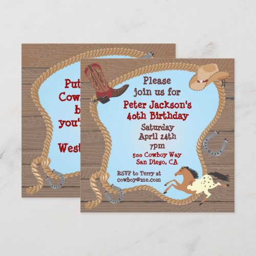 Western Cowboy Lasso Party Invitation