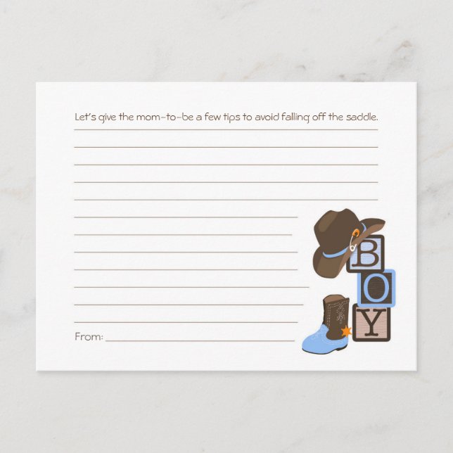 Western Cowboy Mom Tips Card (Front)