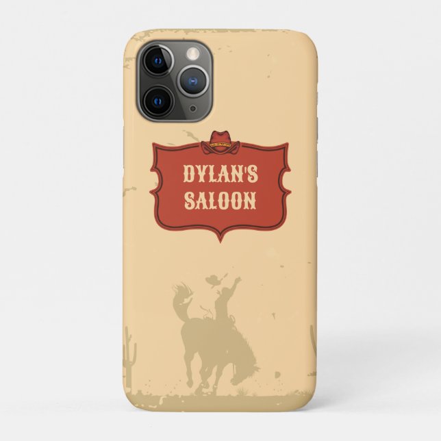 Western Cowboy Monogram Rustic Name Saloon Case-Mate iPhone Case (Back)