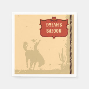 Western Cowboy Monogram Rustic Name Saloon Napkins