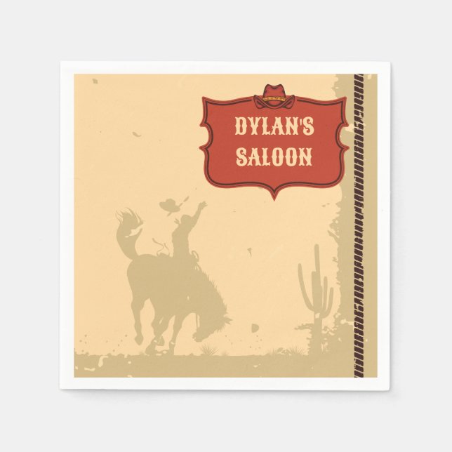 Western Cowboy Monogram Rustic Name Saloon Napkins (Front)