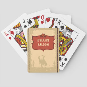 Western Cowboy Monogram Rustic Name Saloon Poker Cards