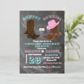 western cowboy or cowgirl gender reveal party invitation (Standing Front)