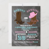 western cowboy or cowgirl gender reveal party invitation (Front)