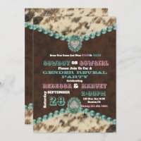 western cowboy or cowgirl gender reveal party invitation