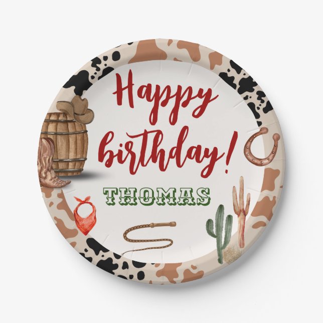 Western Cowboy Paper Plates (Front)
