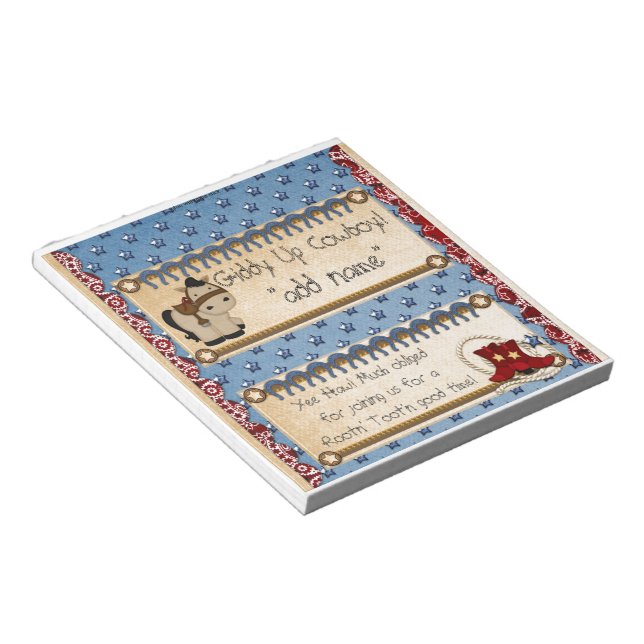 Western Cowboy Party Candy Bar Wrapper Favor Notepad (Angled)