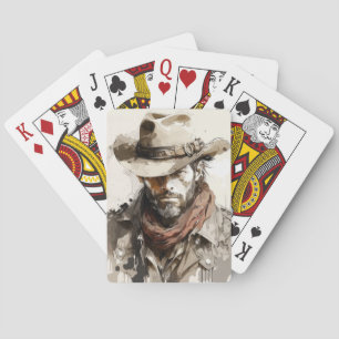 Western Cowboy Portrait Painting Historic Horses Poker Cards