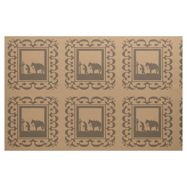 Western Cowboy Prayer Design Fabric 9" square (Fat Quarter)