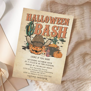 Western Cowboy Pumpkin Halloween Bash Party Invitation