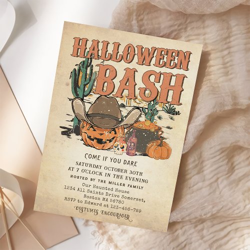 Western Cowboy Pumpkin Halloween Bash Party  Invitation