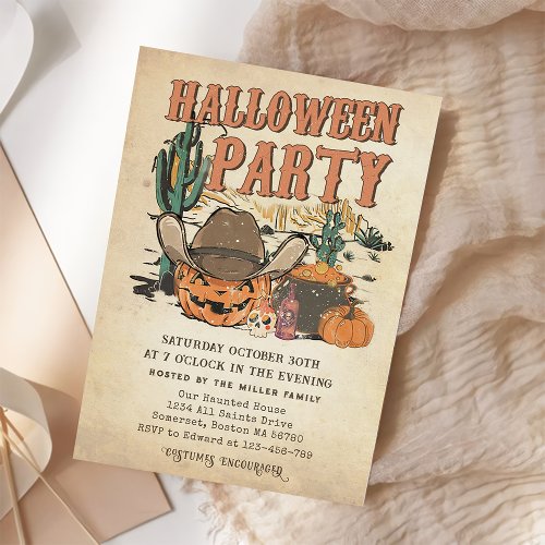 Western Cowboy Pumpkin Halloween Party  Invitation