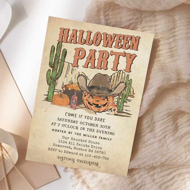 Western Cowboy Pumpkin Halloween Party  Invitation (Creator Uploaded)