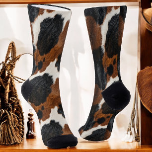 Western Cowboy Ranch Cowhide Pattern Socks