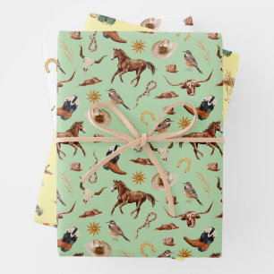 Western Cowboy Ranch Wrapping Paper Sheets