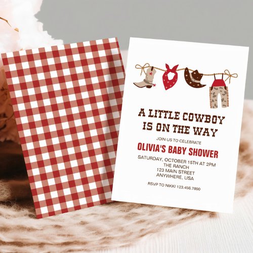 Western Cowboy  red Baby Shower Invitation