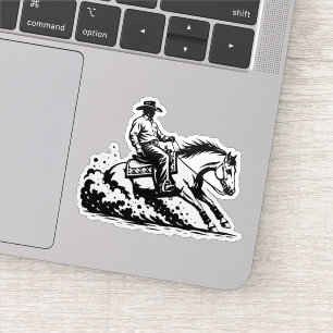 Western Cowboy Reining Horse Action Vinyl Sticker