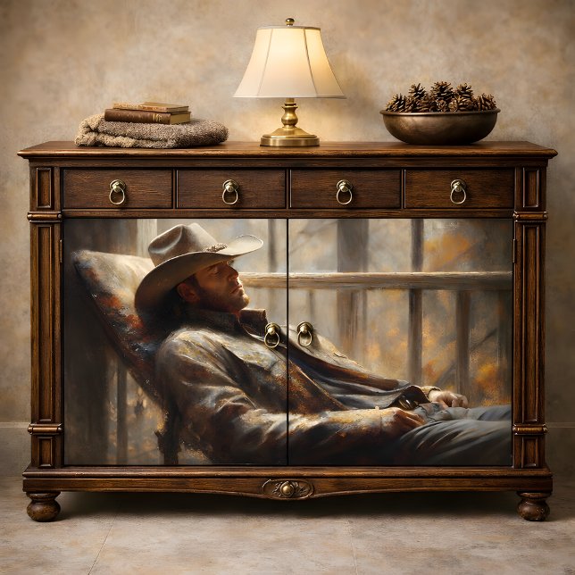 Western Cowboy Resting in Rustic Autumn Decoupage Tissue Paper (Western Cowboy Resting in Rustic Autumn Decoupage Tissue Paper Mockup)
