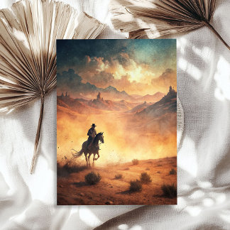 Western cowboy riding a horse on the prairie tissue paper