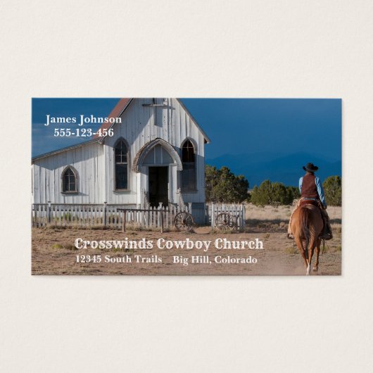 Western Cowboy Riding To Church Business Cards (Front)